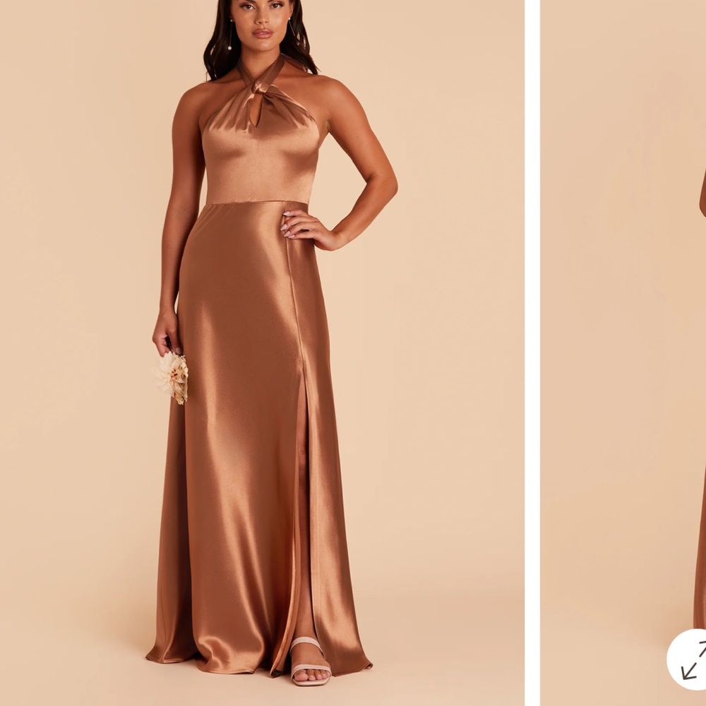 Birdy Grey Monica One-Shoulder Satin Gown in Copper